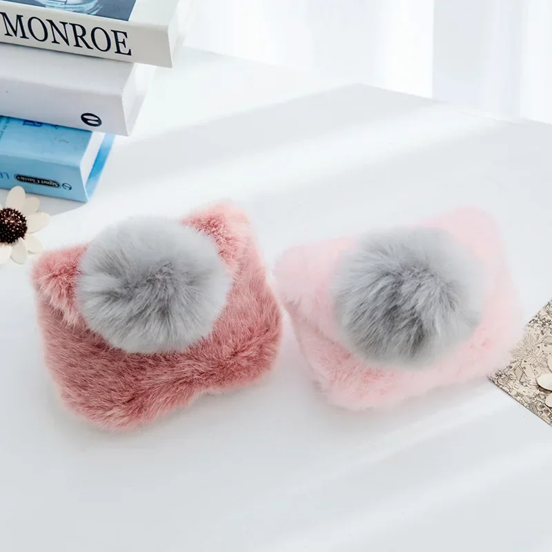 Brand New Baby Girls Crossbody Bags Warmly Children Cross Body Mini Purse Bowknot Artificial Fur Bag Kids Birthday Gifts