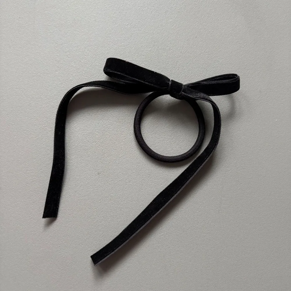 Cute Velvet Hair Ties Ballet Style Black Ponytail Rubber Band Elastic Bow Headband Girls