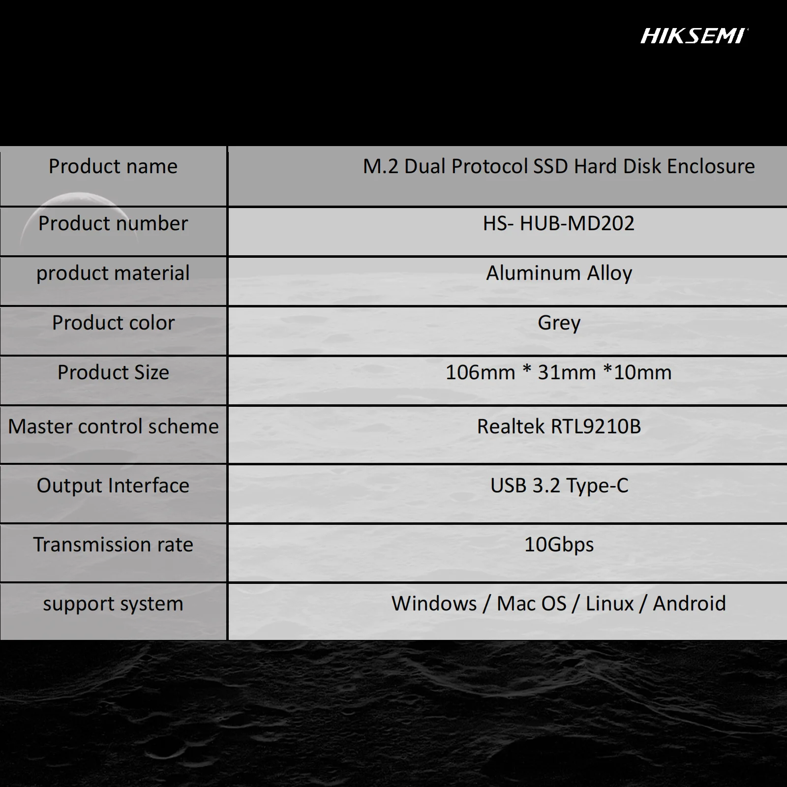 حاوية HIKSEMI RTL9210B M.2 NVMe SATA SSD - نقل سريع USB 3.2 بسرعة 10 جيجابت في الثانية، علبة تبديد الحرارة من الألومنيوم، تناسب 2280 SSD، متعددة