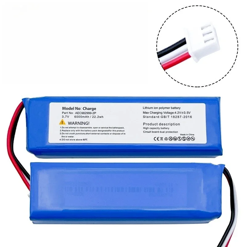 AEC982999-2P Battery For JBL Charge 1 Wireless Bluetooth Speaker High Quality Replacement Battery 3.7V 6000mAh