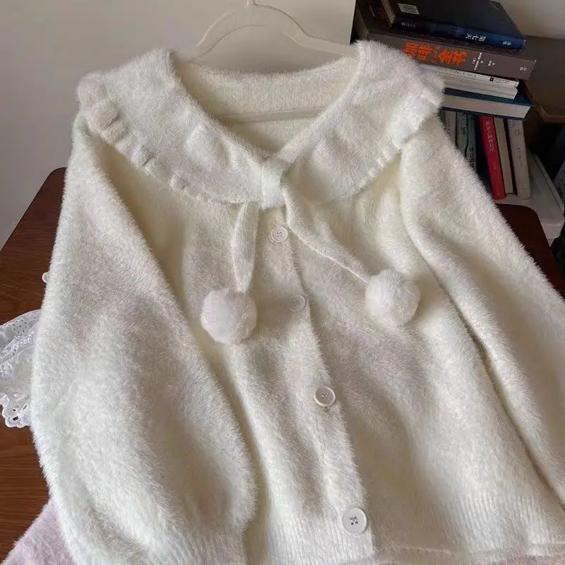 Soft and Sticky Knitted Sweater Autumn and Winter New Cardigan Sweet and Cute Loose and Lazy Jacket Top for Women
