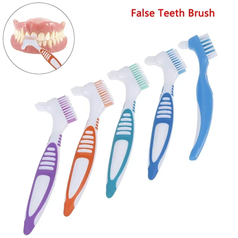 Denture Cleaning Brush Dual Heads Gum Cleaner For Men Women Multi-Layered Bristles False Teeth Brush Oral Cleaning Tools