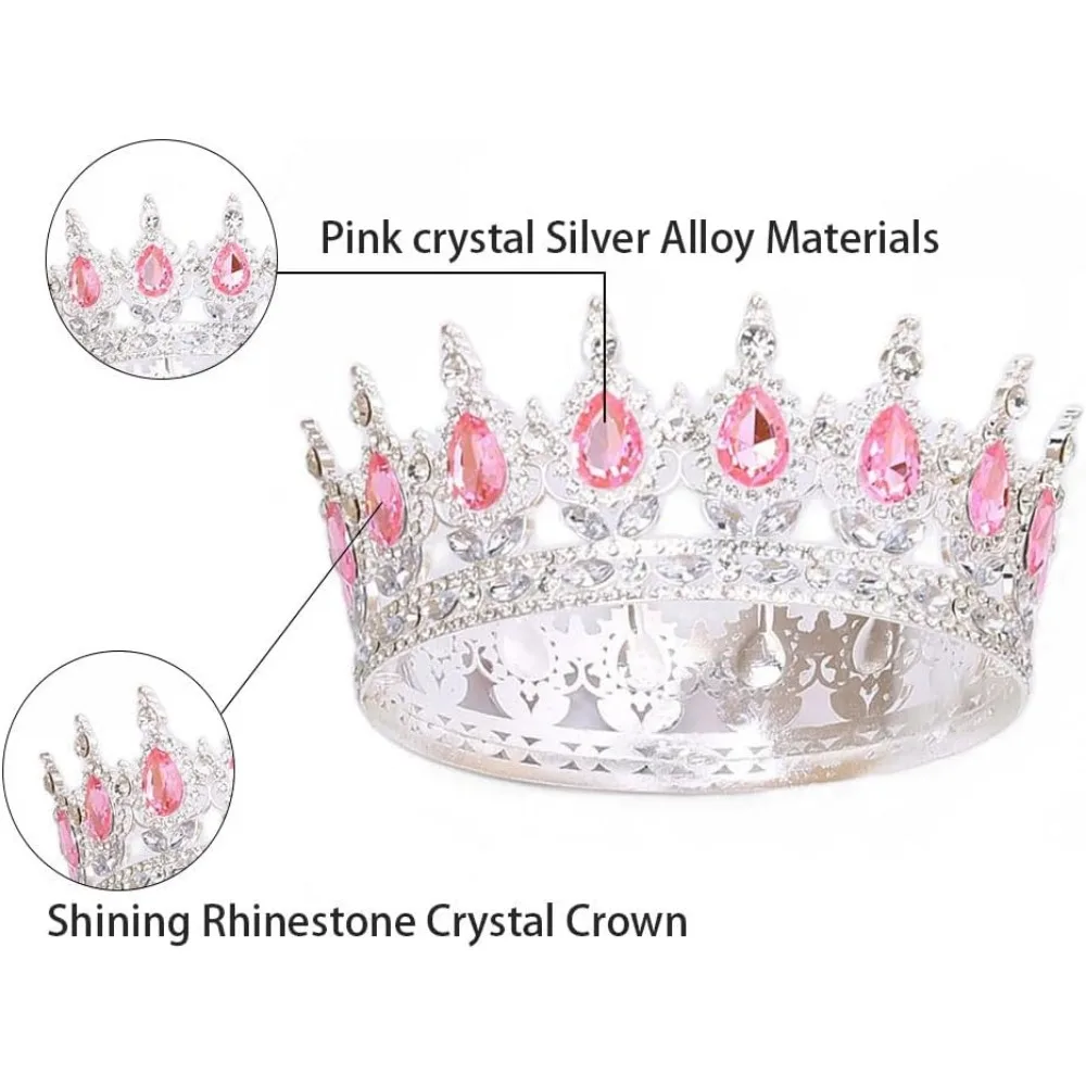 Queen Crown Rhinestone Wedding Crowns and Tiaras for Women Crown Cake Topper Costume Party Hair Accessories Princess Birthday