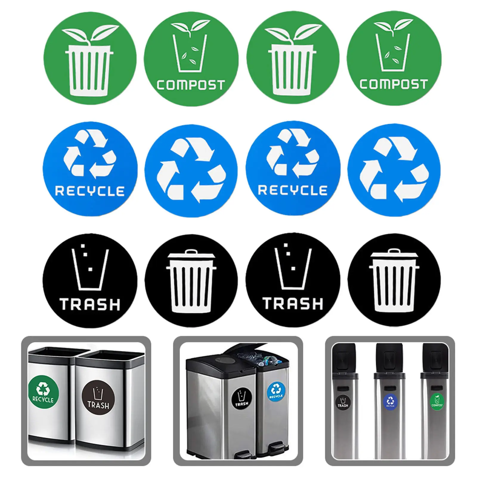 

12 Pcs Bin Stickers Trash Label Printed Labels for Recycling Bins ￼ Outdoor Can
