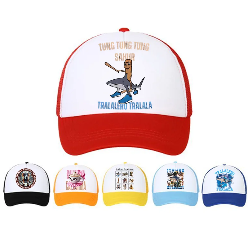 

Итальянская бейсболка Brainrot, регулируемая шляпа от солнца для взрослых, Tungtung Sahur, детская кепка для водителя грузовика, повседневные шляпы Tralalero Tralala, модные шляпы, подарок
