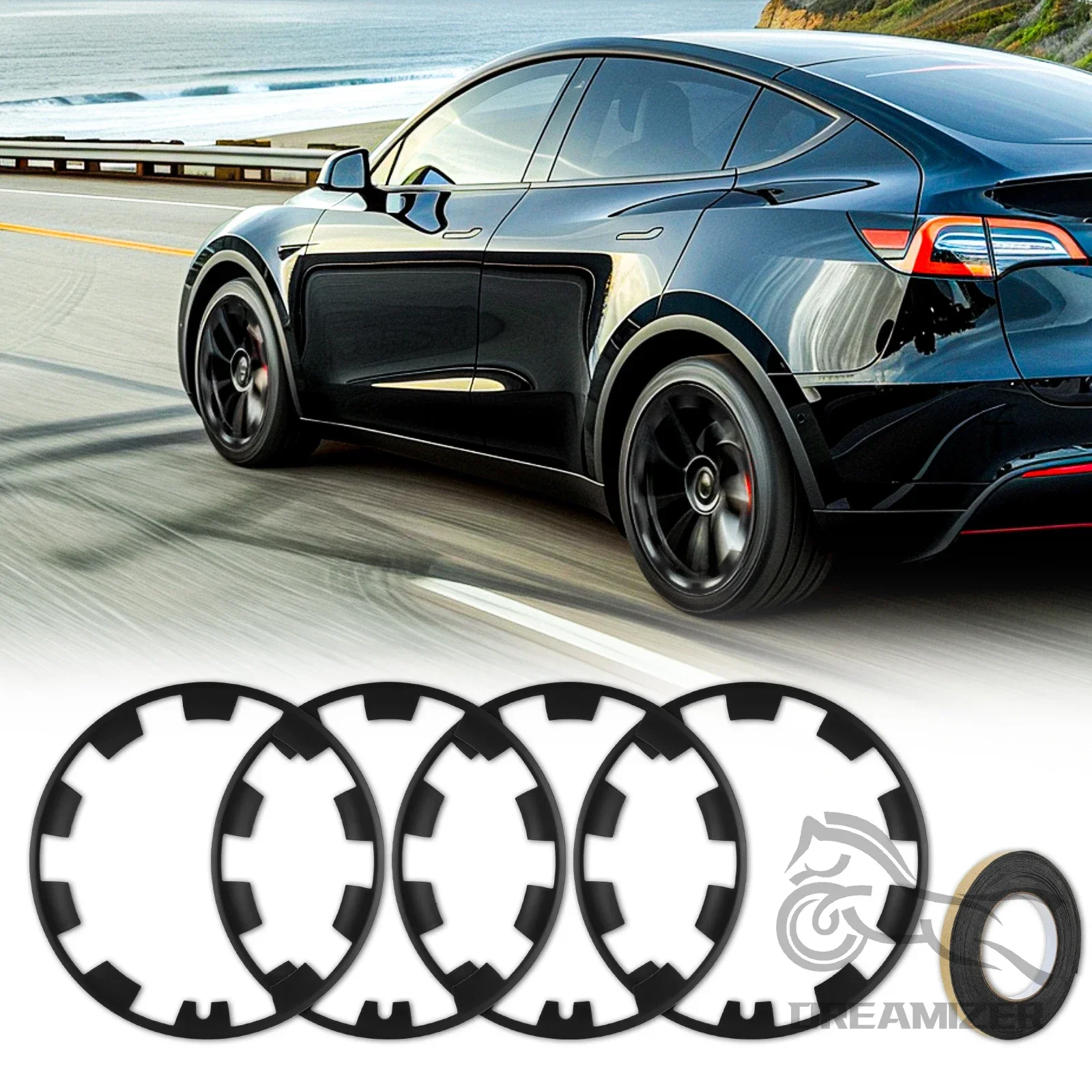 4Pcs Wheel Parts For Tesla Model Y 20 21 Inch Vehicle Wheel Rims Edge Protector Ring Tire Guard Strip Wheel Hub Covers