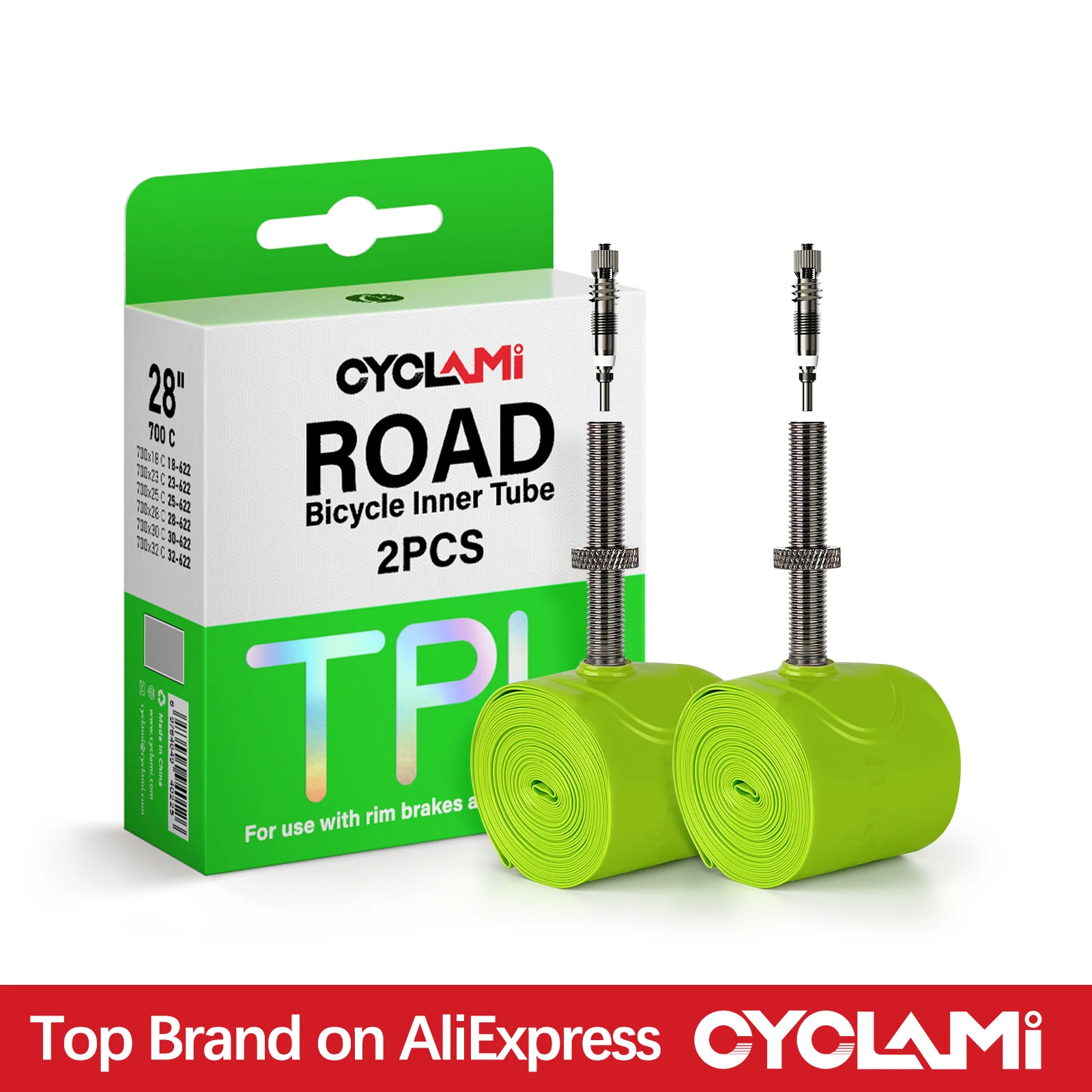 

CYCLAMI Ultralight TPU Bike Inner Tube Metal nozzle Bike Inner Tire Removable French Valve For Road 700C 700 18 23 25 28 30 32 C