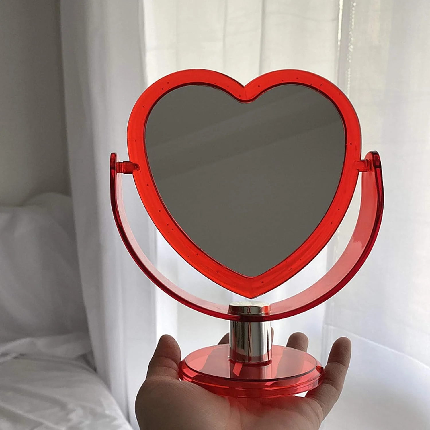 Tabletop Heart Shaped Makeup Mirror Cosmetic Mirror Bedroom Mirror Vanity Mirror,Valentines Day Gift Table Decorations Supplies 