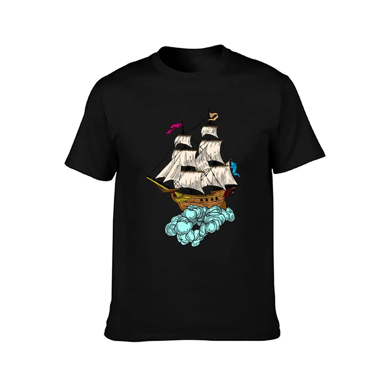 Traditional Sailing Ship, Clipper Ship Illustration T-Shirt Lightweight Running Sports T-Shirt