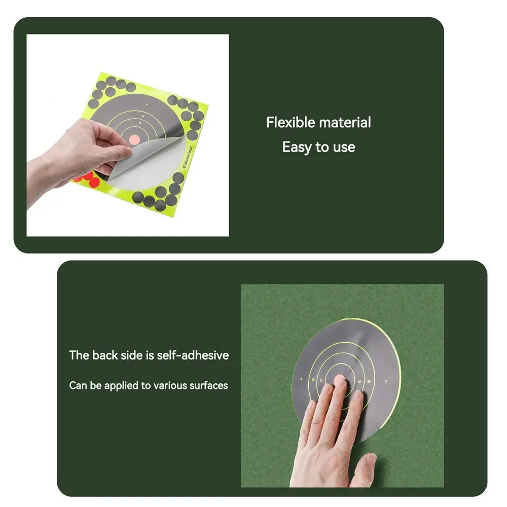 100pcs Paper Target Stickers Adhesive Reactivity Shoot Targets Outdoor Shooting Practice Hunting Training 8*8inch Shot Target