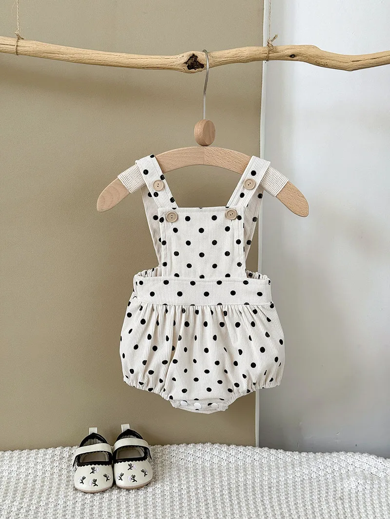 

MILANCEL New Autumn Baby Bodysuit 1-18M Cute Dots Toddler Girls Corduroy Jumpsuit Cute Loose Korean Version Infant One Piece