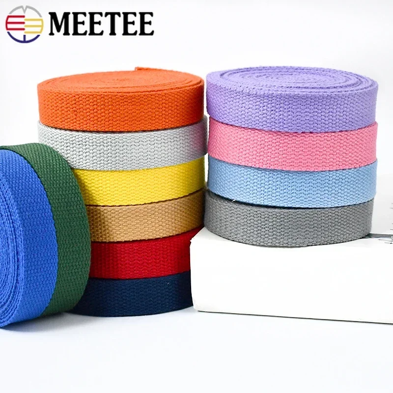 Meetee 5Meters 20/25/32/38mm Polyester Cotton Webbing Tape Canvas Backpack Ribbon Belt Sewing Bias Binding Clothing Accessories