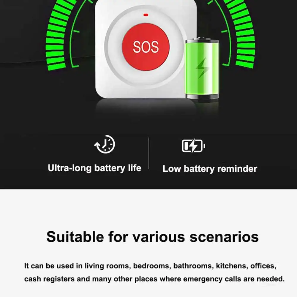 TUYA WiFi/Zigbee SOS زر الاتصال في حالات الطوارئ إنذار منزلي لاسلكي المنزل الذكي إنذار بمفتاح واحد للمريض المسنين في حالات الطوارئ