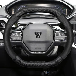 For Peugeot Carbon Fiber Texture Perforated Leather Steering Wheel Cover 508 3008 207 2008 307 Sw 308 206 208 5008 301 Expert