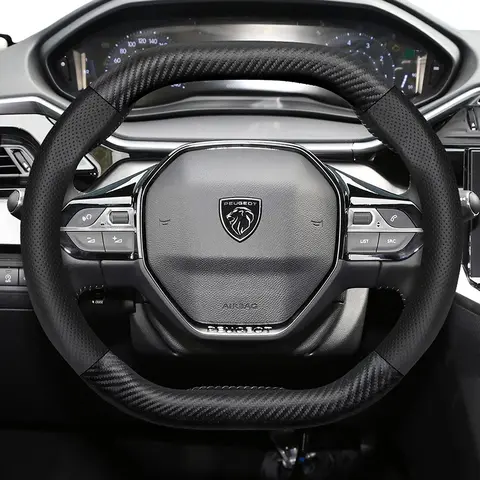 푸조 탄소 섬유 질감 천공 가죽 핸들 커버 508 3008 207 2008 307 Sw 308 206 208 5008 301 전문가