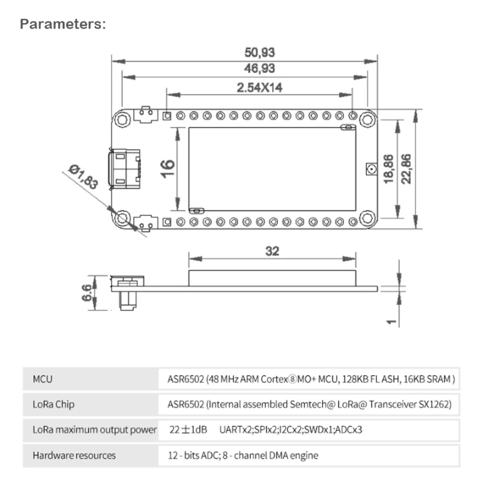 Placa de desenvolvimento HTCC-AB02 CubeCell, 0,96-Polegada Display OLED, ASR6502 integrado SX1262 para Arduino LoRaWAN, 868 MHz, 915MHz