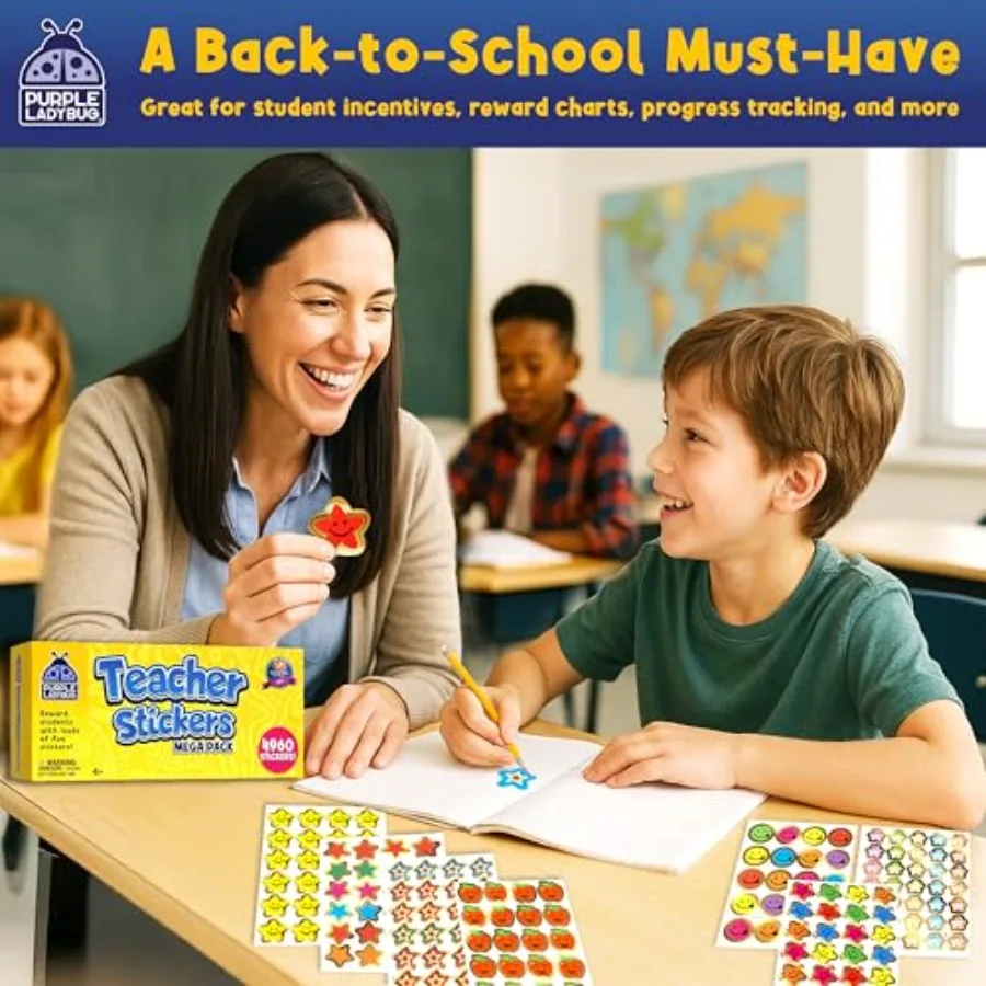 4960 Adesivi ricompensa per forniture in classe MustHaves per insegnanti per grafici ricompensa in classe Adesivi a forma di stella Ideale per il ritorno a