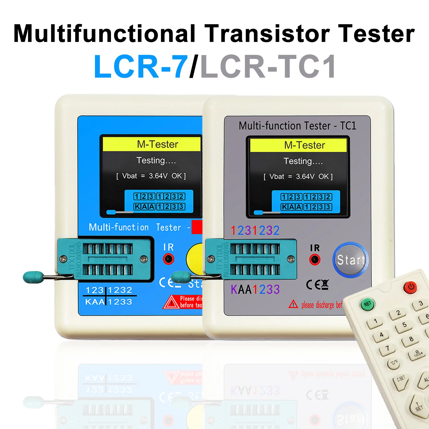 LCR-TC1/TC7 Multifunctional Multimeter LCD Display Transistor Tester TFT Backlight Diode Triode MOS/PNP Capacitor Resistor Meter