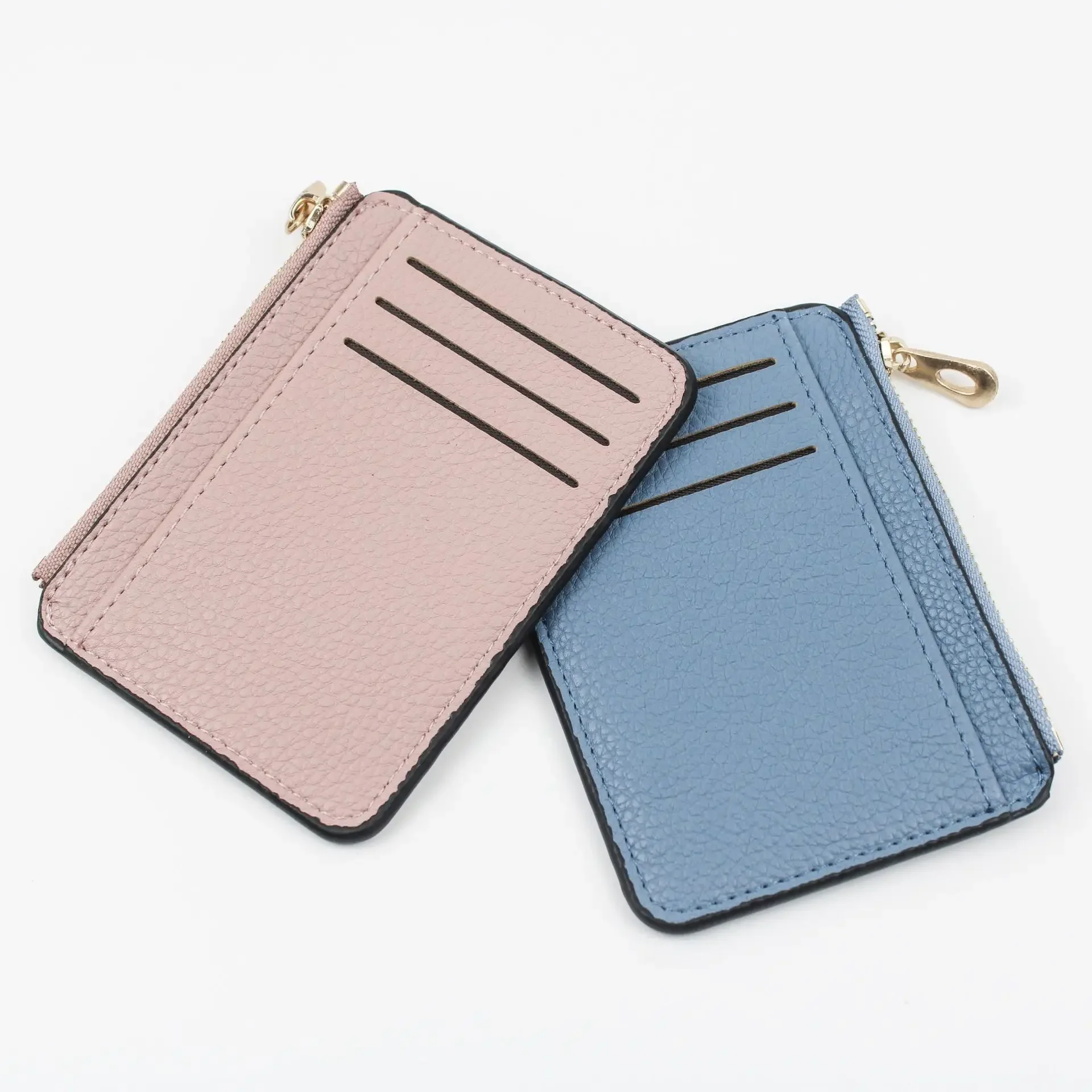 Porte-cartes de crédit à fermeture éclair ultra-mince pour hommes, portefeuille en cuir 100%, porte-monnaie mince et simple, 9 emplacements pour cartes, sacs