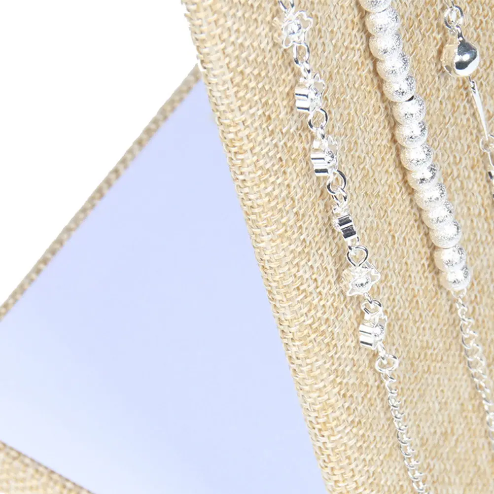 

Small Size Linen Jewelry Display Stand Organizer for Necklace Chain Bracelet Storage Foldable Lightweight Holder Showcase
