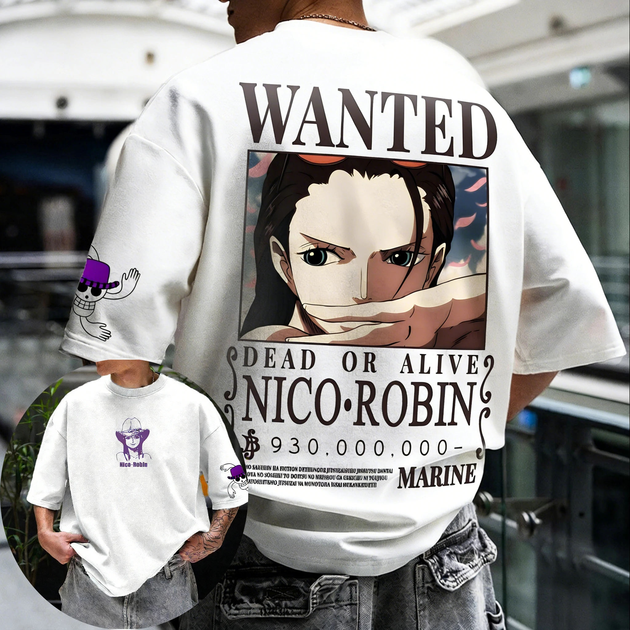 Camiseta de algodón con estampado de Nico Robin de ONE PIECE, novedad de verano, camiseta holgada informal de estilo Hip Hop para hombre y mujer, Top de manga corta