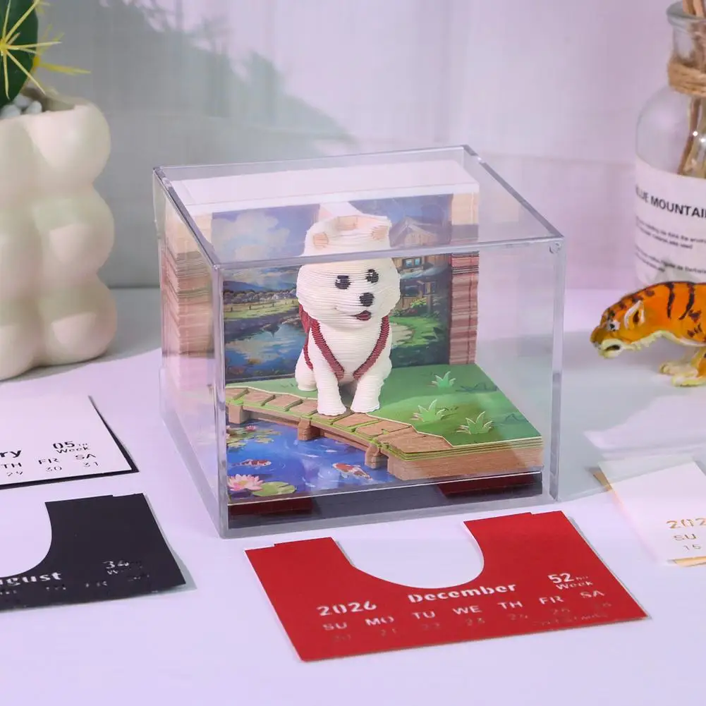 

Настольный календарь на 2026 блокнот со светодиодной подсветкой, отрывная бумага, подарок, 3D рождественская художественная резьба Q7M1