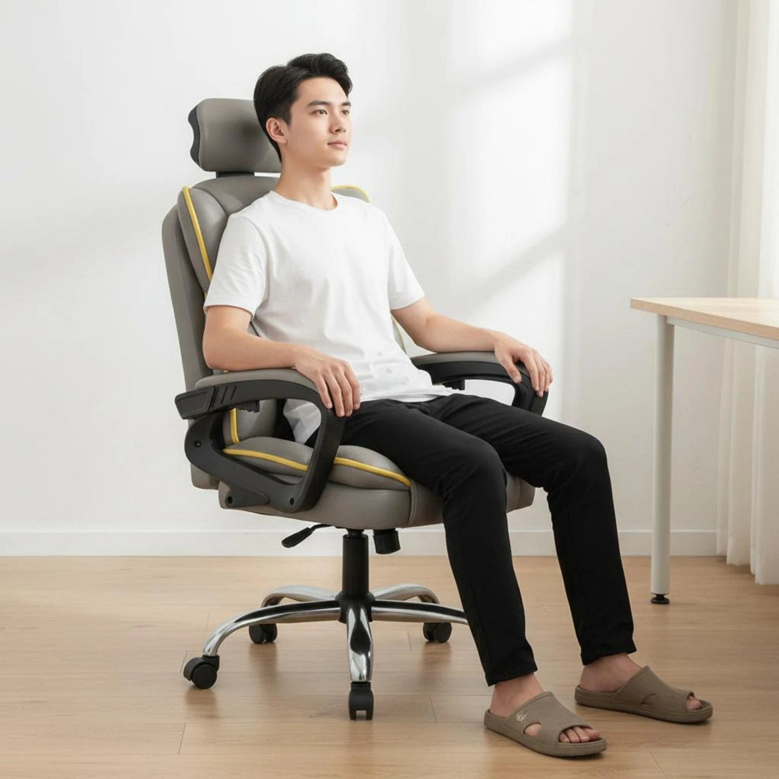 Ergonomic Recliner Chair Lumbar Support Office Gaming Chair Swivel Recliner Seat Headrest Included Computer Furniture for Gamers