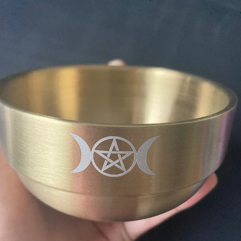 Ciotola da altare Ritua Placcatura in oro Stoviglie Cerimonia Luna Divinazione Astrologica