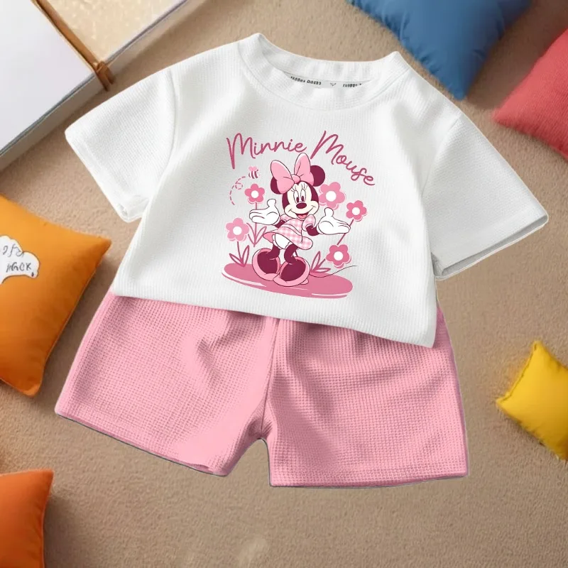 Children's Casual T Shirt and Shorts 2pcs Sets Cute  Cartoon Printed Girls Fashion Outfits Summer Kids Outdoor Shorts Sets
