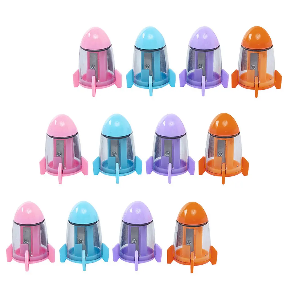12Pcs Rocket Pencil Sharpener Adorable Portable Compact Hand Sharpener Supply School Office Essential Adorable Sharpeners