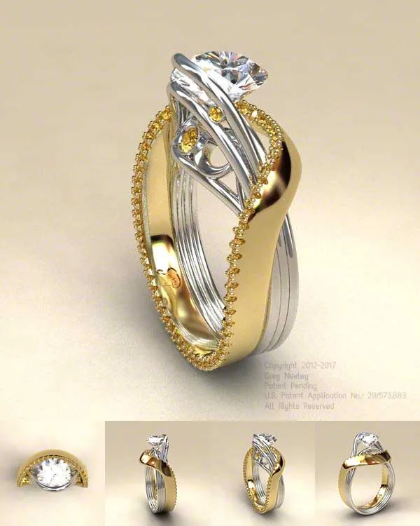 S925 sterling silver ring hot sale new 18k gold plated two-color micro-set diamond ring ring women