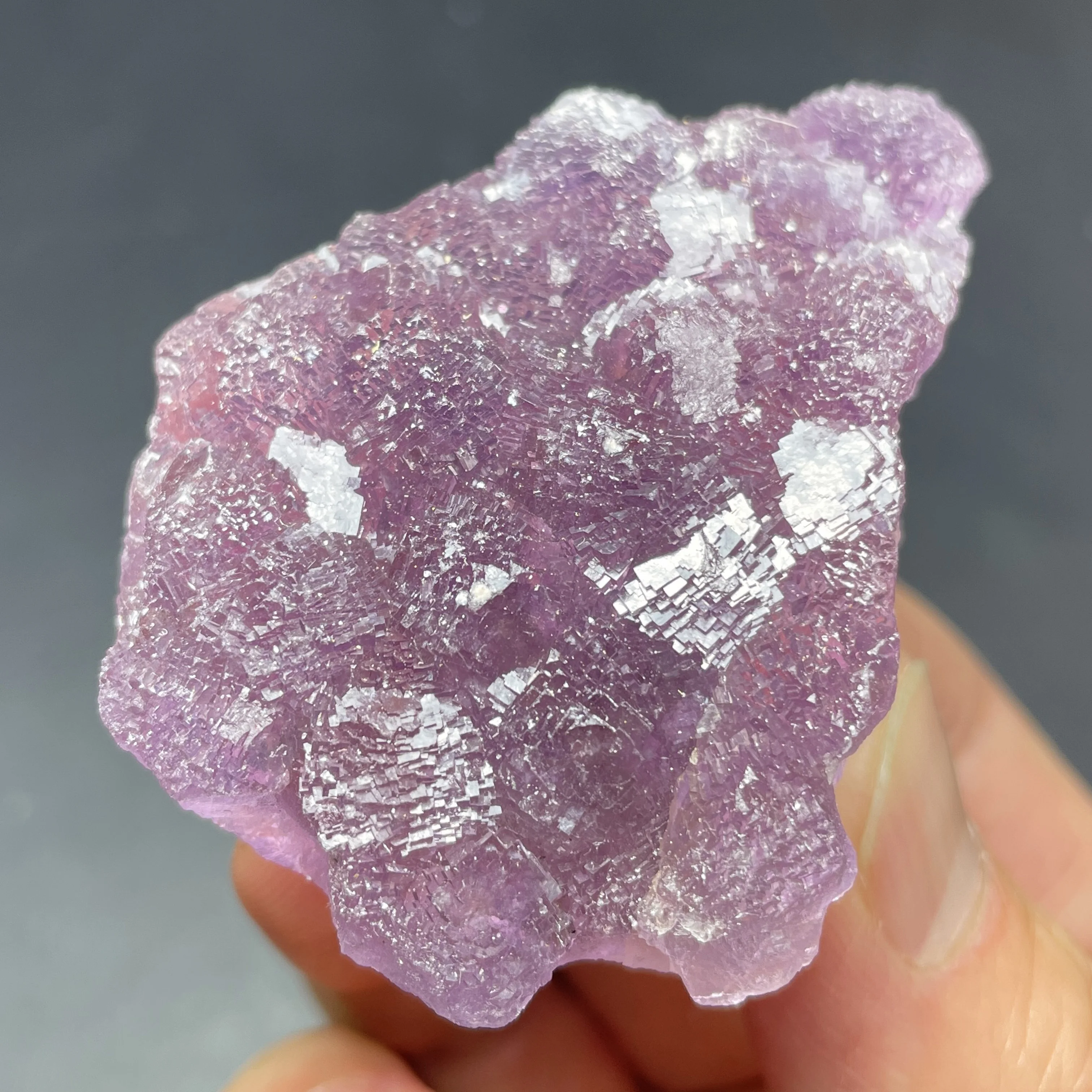 Natural China ZheJiang Stepped Purple Fluorite Mineral Specimen Crystal Quartz Healing Stone Home Decor TH1-9