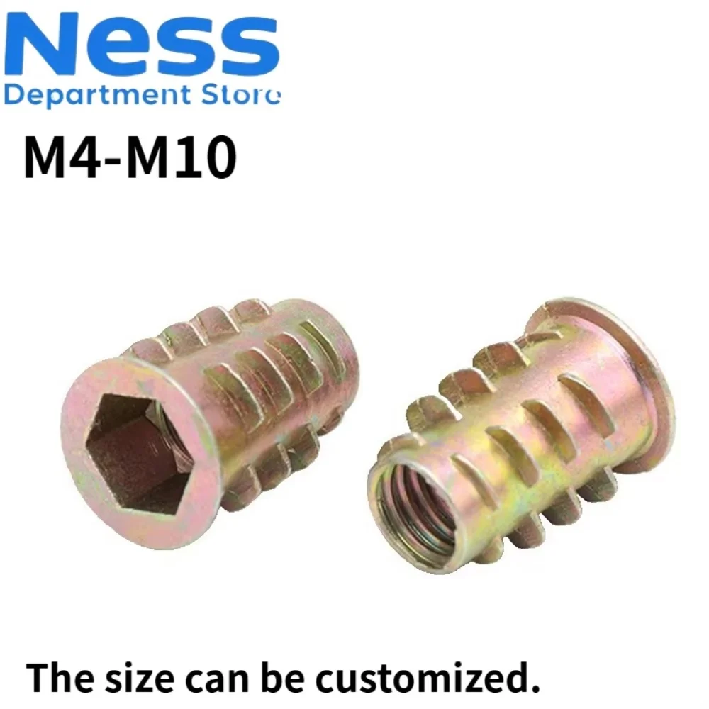 NESS Innen- und Außenzahnmuttern, Innensechskant-Trapezmuttern aus Zinklegierung, M4-M10, eingebettete Möbelverbinder
