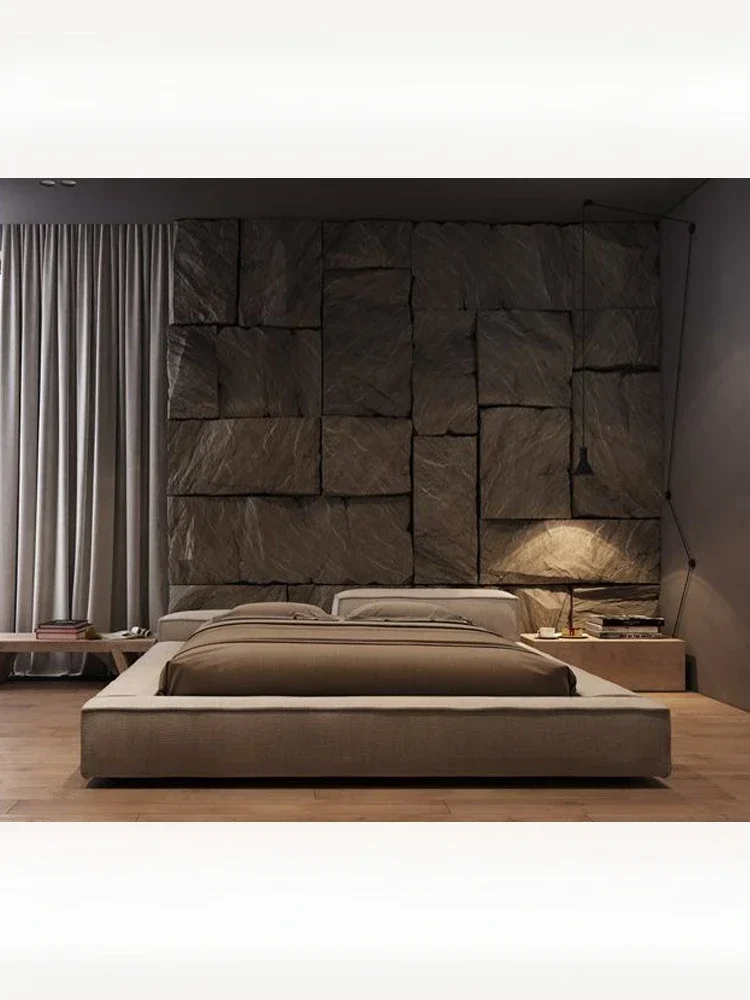 Tofu block bed, Nordic Japanese tatami fabric bed