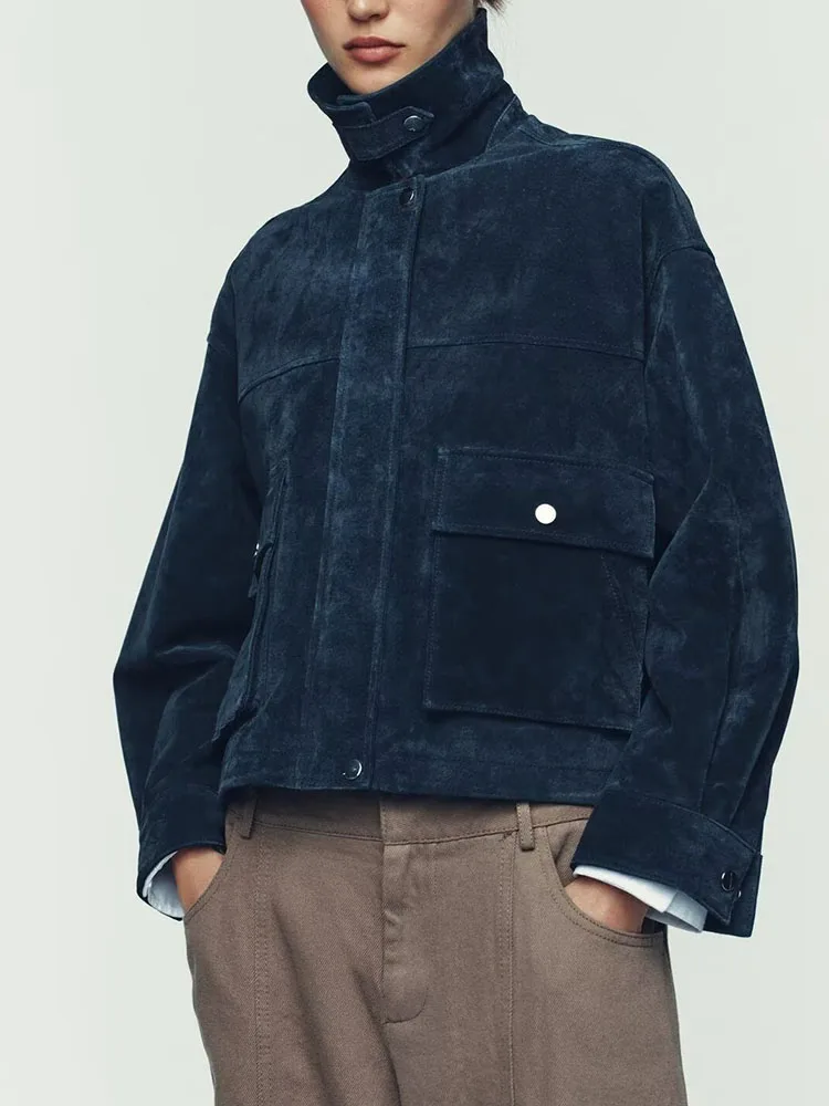 Winter New Women's Long Sve Lapel Leather Pilot Jaet Coat Sli European Sle ort Outerwear  Knot Design