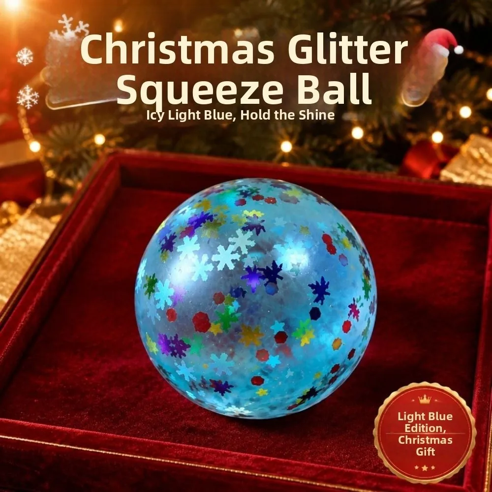 Soft TPR Christmas Snowflake Squeeze Kneading Glitter Sequins Fruits Squishy Transparent TPR Snowflake Sequins Pinch Le Party