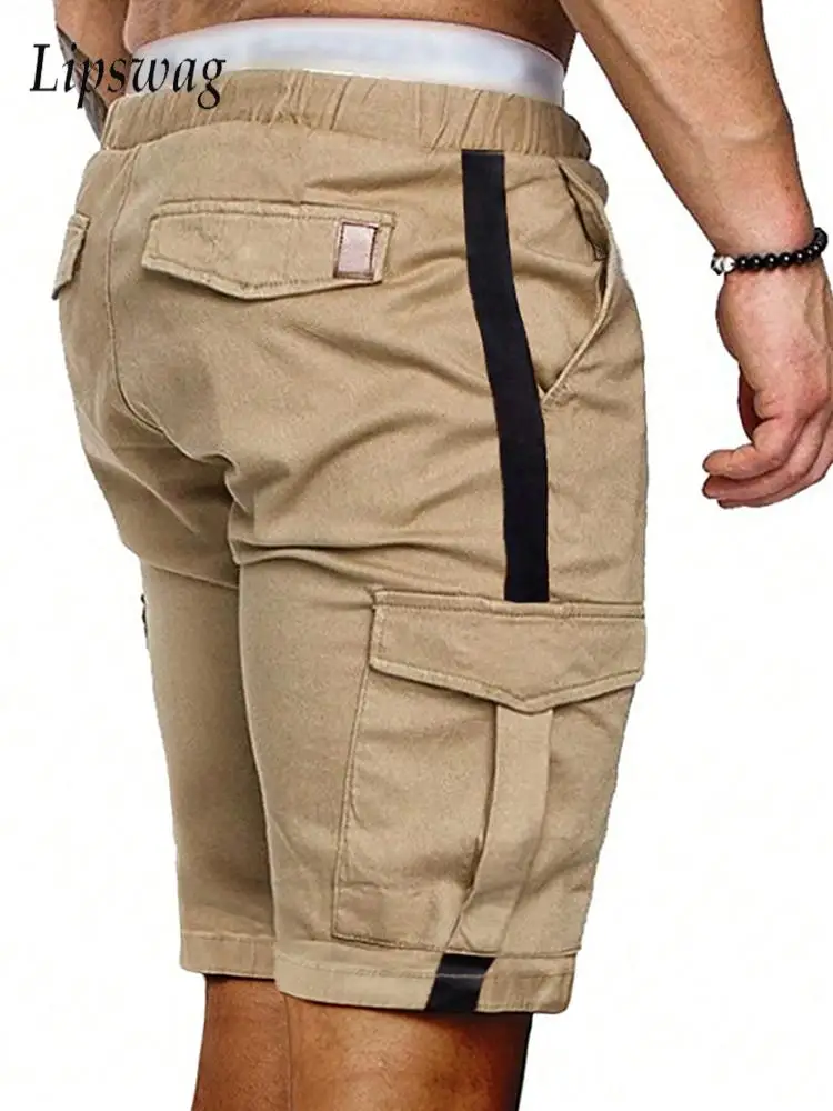 

Винтажные лоскутные мужские шорты, уличные повседневные шорты-карго контрастного цвета с Mutli карманами, летние модные мужские шорты на шнурке