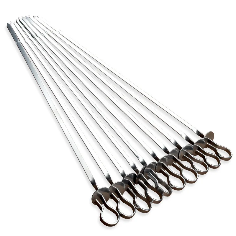 

D2 5/10Pcs Stainless Steel Cooking Barbecue Grill Brazing Fork Needle BBQ Grilling Skewers Grill Stand Charcoal Grill Accesories