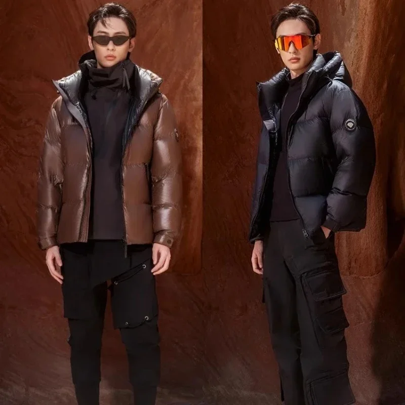 

Chericom Men's Winter Hooded Down Jacket Slanted Pockets Two Way Zipper Placket Lightweight Puffer Thickened Jacket Y299630Y