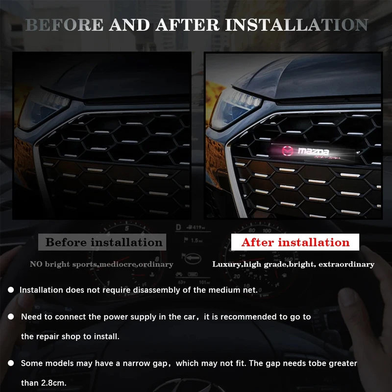 Car Decorative Lights LED Front Hood Grille Emblem Badge Decoration For Mazda 2 3 4 5 6 7 323 CX3 CX5 CX7 CX9 RX8 MX3 MX5 Atenza view 2