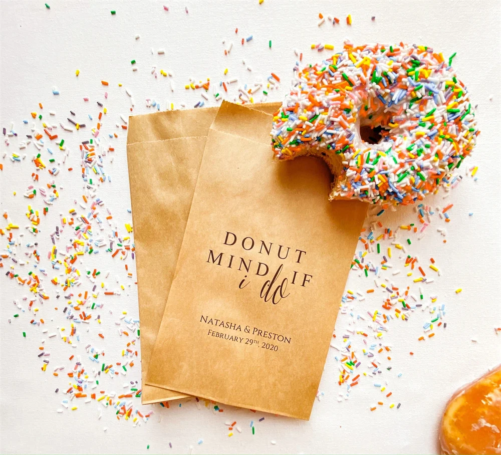 50PCS Donut Mind If I Do Personalized Donut Bags | Donut Favor Bags | Wedding Favors Bags