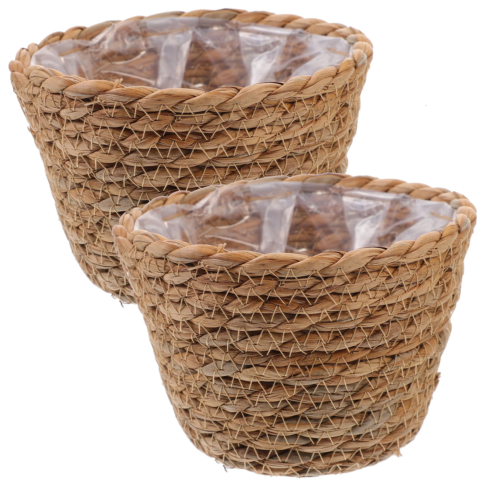 

2Pcs Handwoven Planter Basket Straw Storage Basket Multi-Use Flower Pot Container Indoor Plant Decoration Woven Baskets