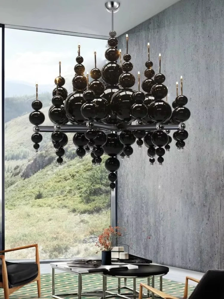 Modern luxury gourd stair chandelier living room dining room ball cabinet chandelier attic retro villa hotel custom lamp