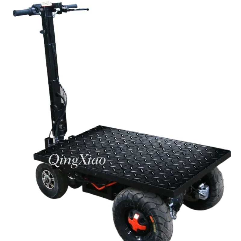 Slope Climbing Electric Flatbed Tricycle Heavy Duty Cargo Transport Hand Trolley for Construction Site Cement Sand Brick Hauling
