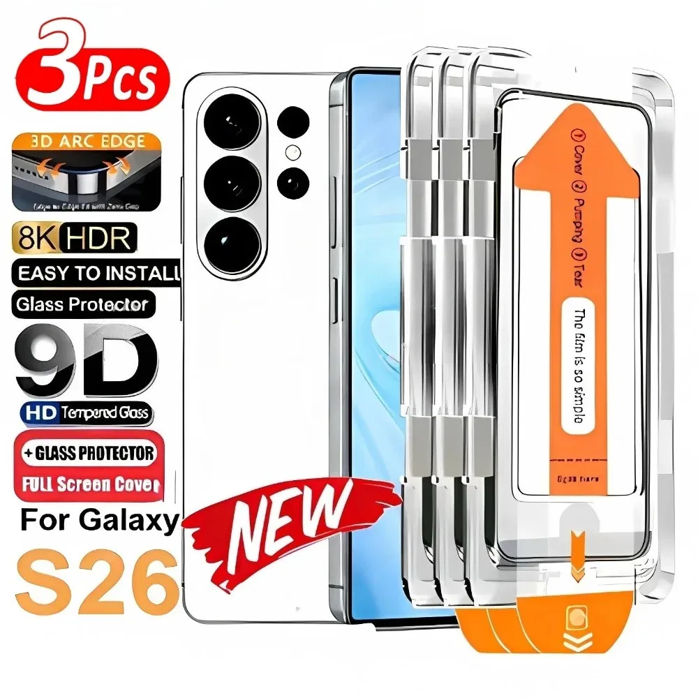 3er-Pack HD Vollabdeckung Panzerglas für Samsung Galaxy S26 S25 S24 Ultra S23 S22 S21 Plus S25 S24 FE mit Ein-Klick-Installation