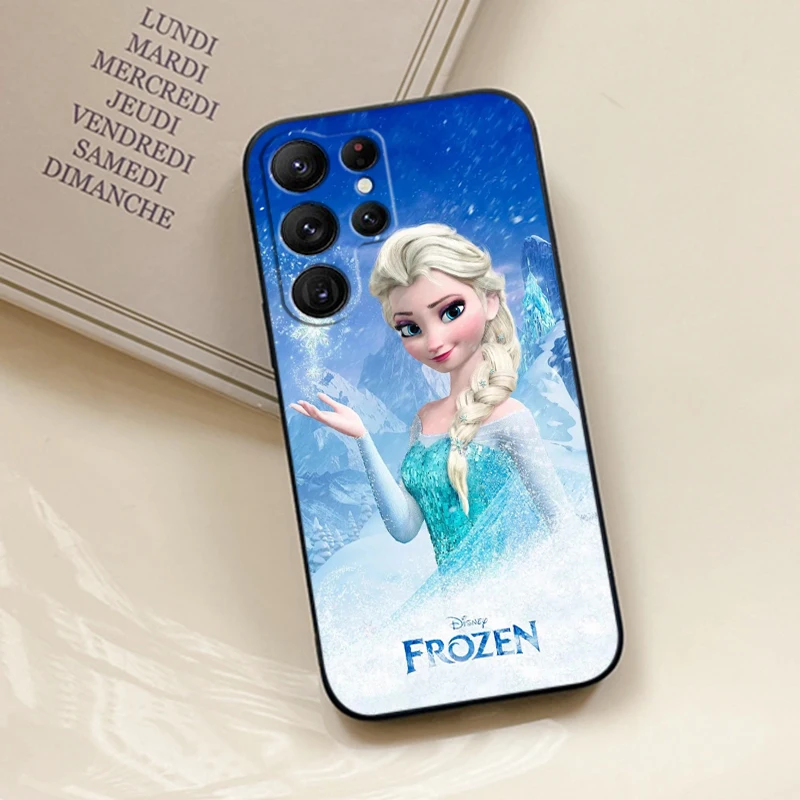 Elsa Frozen Snow Queen Disney For Samsung Galaxy S24 S23 S22 S21 S20 FE S10 S10E Plus Ultra Pro Lite 5G Black TPU Phone Case