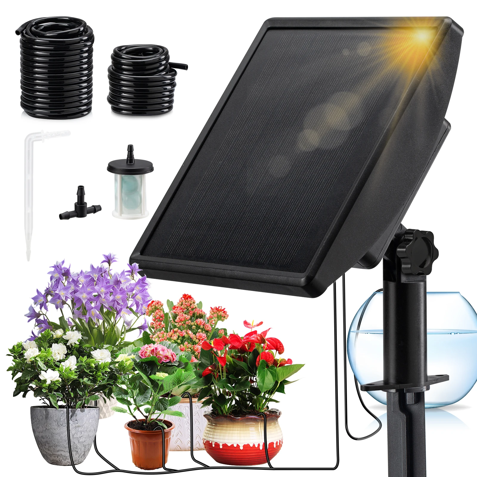 High Quality DIY Outdoor Garden Solar Automatic Drip Irrigation Kit Plastic Anti-Siphon Timed Watering Device