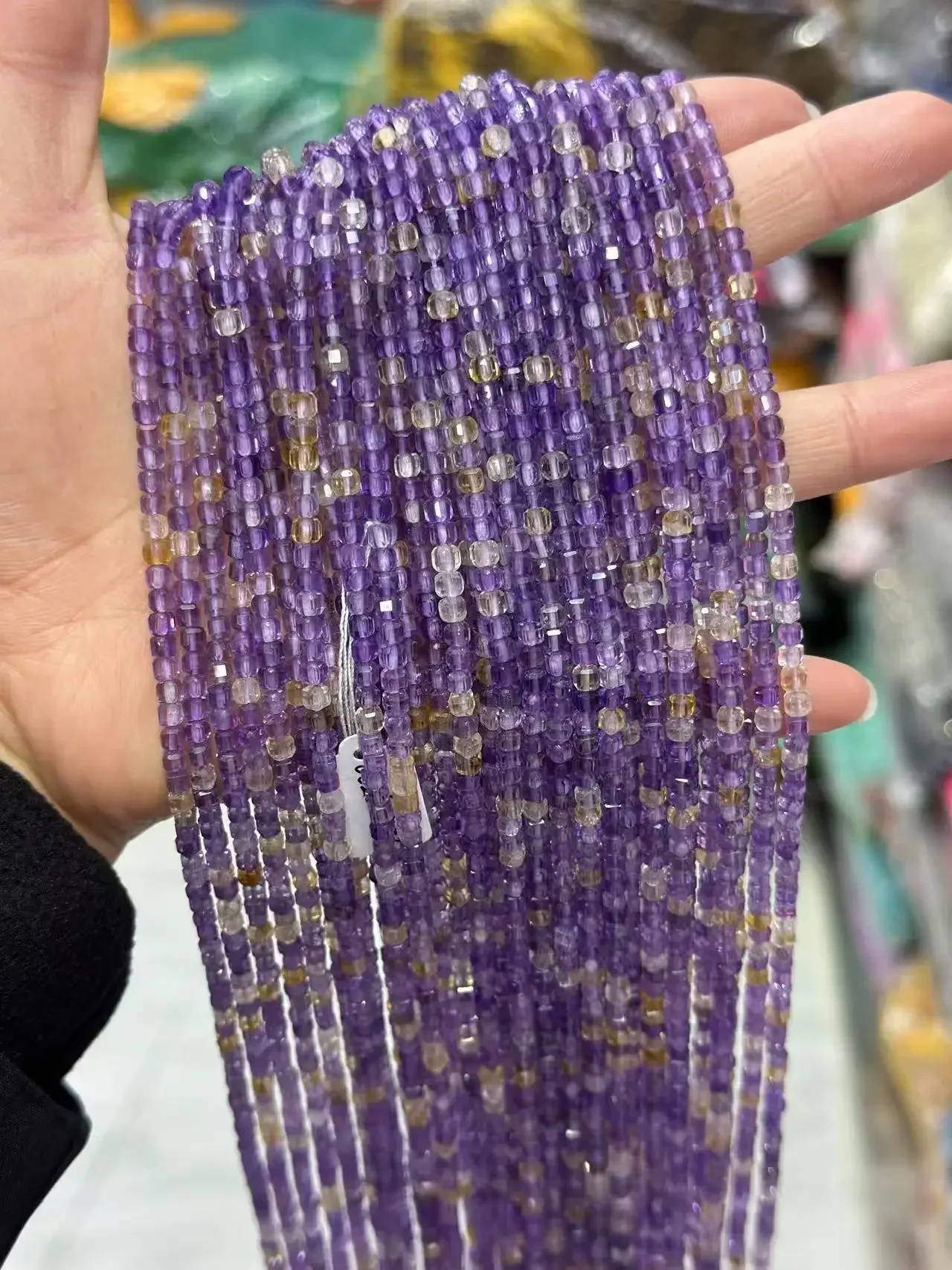 

AAA натуральный аметрин граненый куб форма 38 см свободные бусины для изготовления ювелирных изделий дизайн модное каменное женское ожерелье оптовая продажа подарок