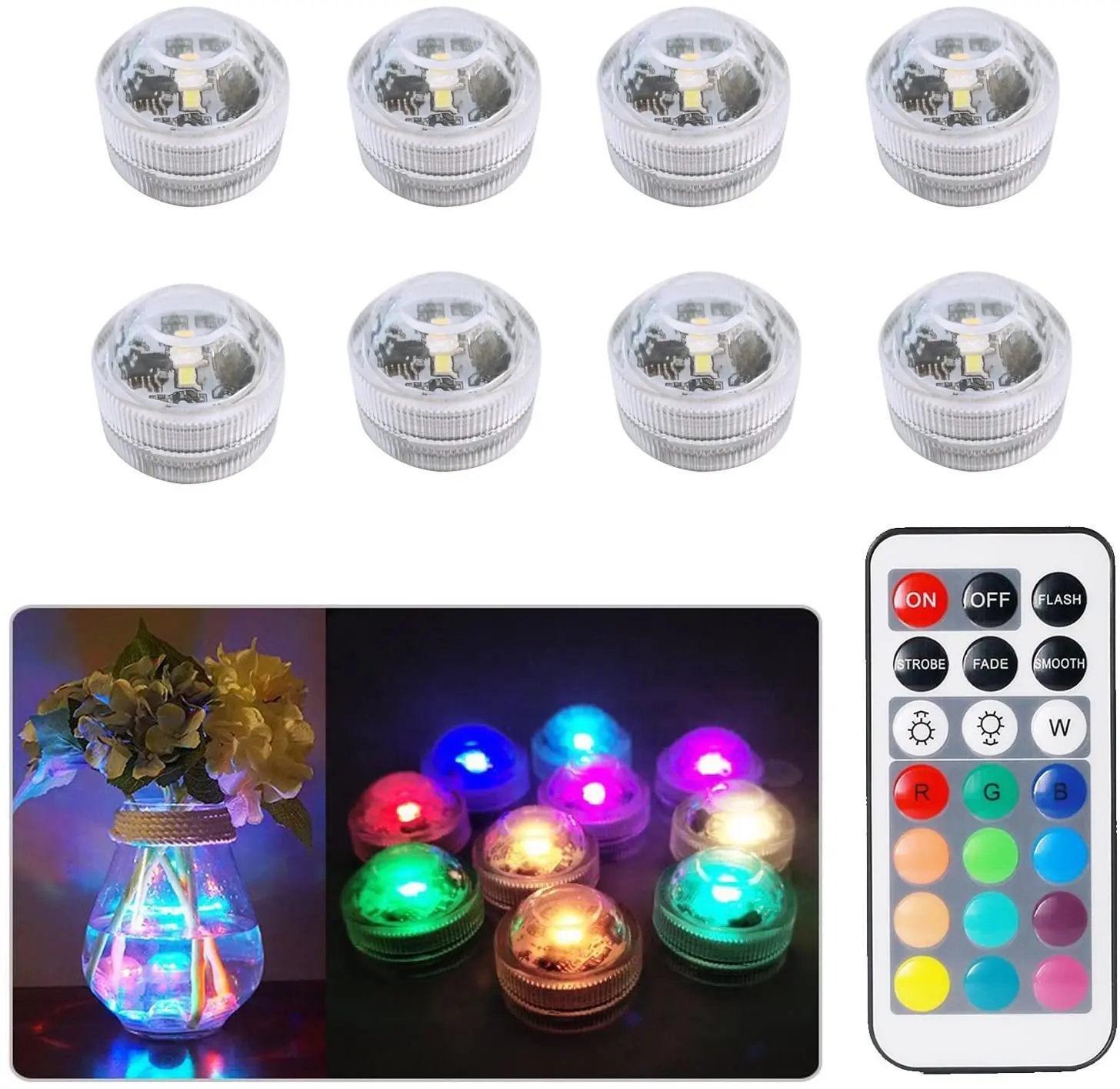 Remote Control Submersible LED Light RGB Underwater Pond Light IP68 Waterproof Swimming Pool Decoration Night Lamp For Outdoor