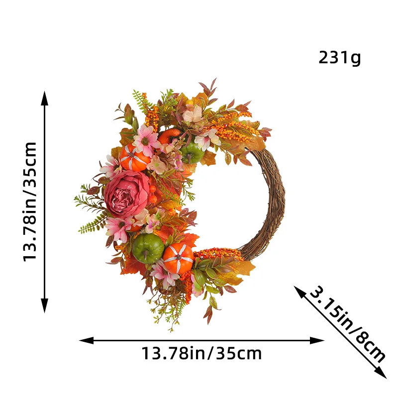 Pumpkin Wreath Simulation Flower Home Decoration Outdoor Courtyard Atmosphere Wreath